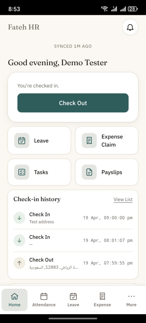 Home tab