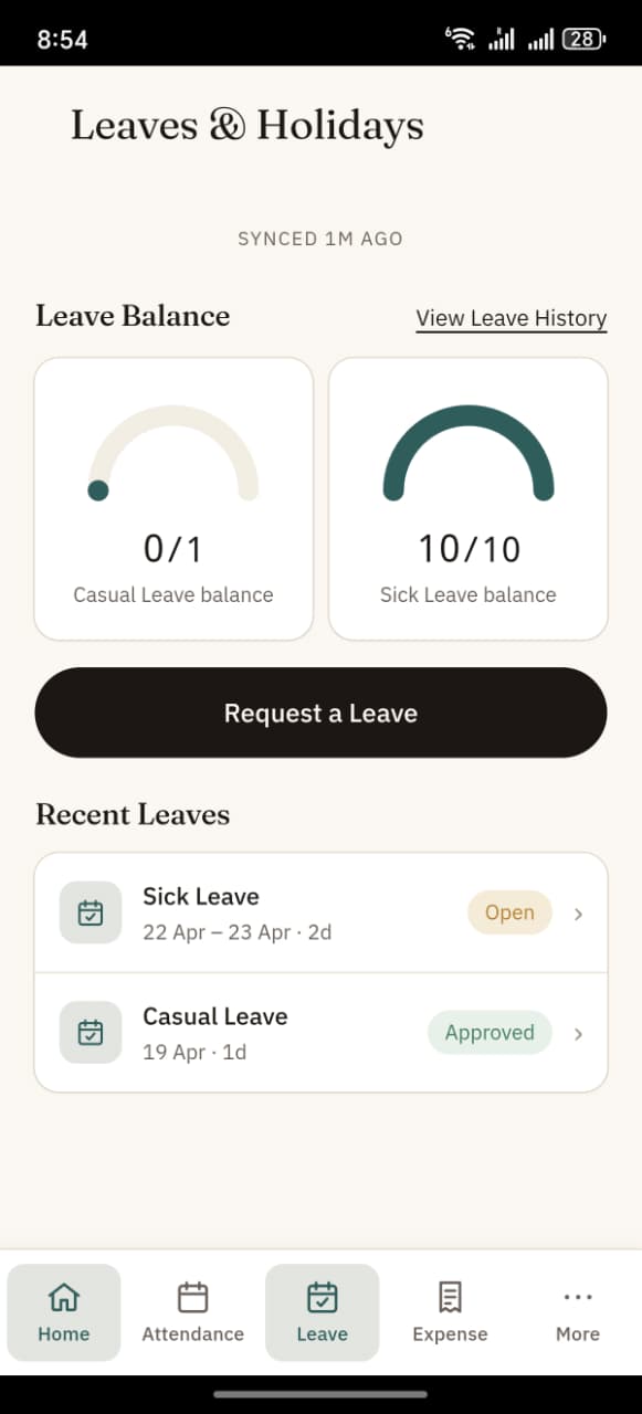 Leave tab