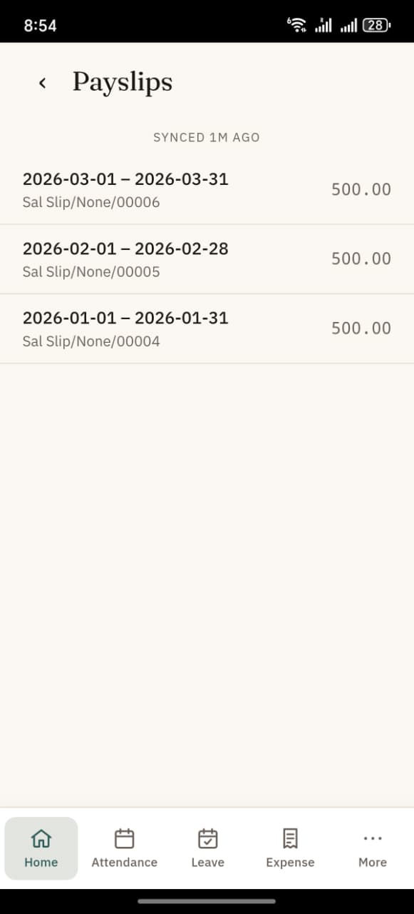 Payslips list